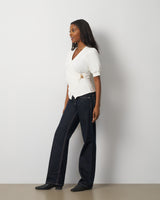 Draped Wrap Top with Hardware Detail