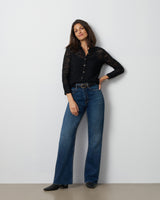 Lace Knit Button-Front Top