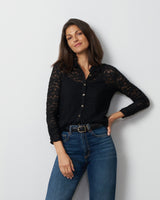 Lace Knit Button-Front Top
