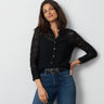 Lace Knit Button-Front Top