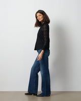 Lace Knit Button-Front Top