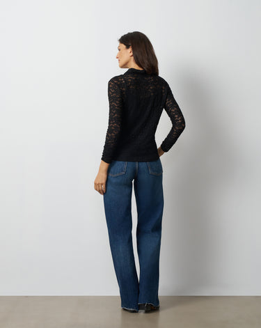 Lace Knit Button-Front Top