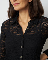 Lace Knit Button-Front Top
