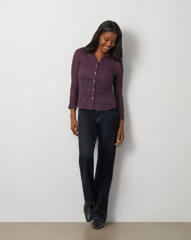 Lace Knit Button-Front Top