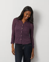 Lace Knit Button-Front Top