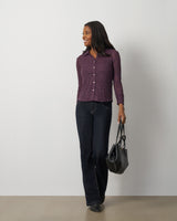 Lace Knit Button-Front Top