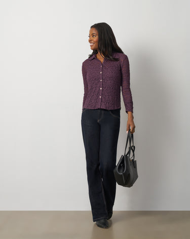 Lace Knit Button-Front Top
