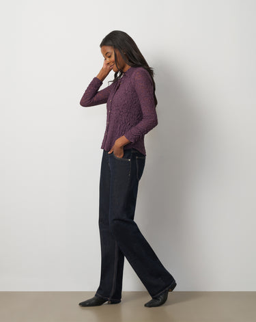 Lace Knit Button-Front Top