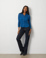 Lace Knit Button-Front Top