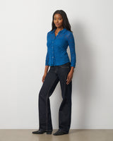 Lace Knit Button-Front Top