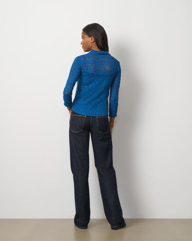 Lace Knit Button-Front Top