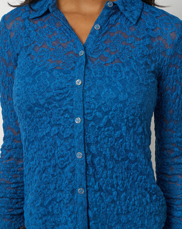 Lace Knit Button-Front Top