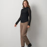 Lace Knit Funnel Neck Shirred Top