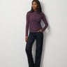 Lace Knit Funnel Neck Shirred Top