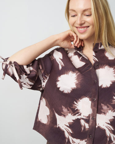 Floral Print Balloon Sleeve Blouse
