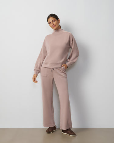 Mockneck Modal Top & Wide Leg Pant