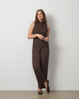 3-Piece Rib Mock Neck Top and Pant Set