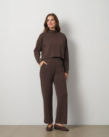 3-Piece Rib Mock Neck Top and Pant Set