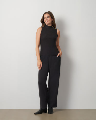 3-Piece Rib Mock Neck Top and Pant Set