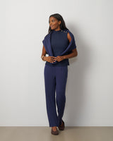 3-Piece Rib Mock Neck Top and Pant Set