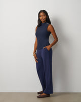 3-Piece Rib Mock Neck Top and Pant Set