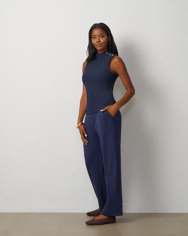 3-Piece Rib Mock Neck Top and Pant Set