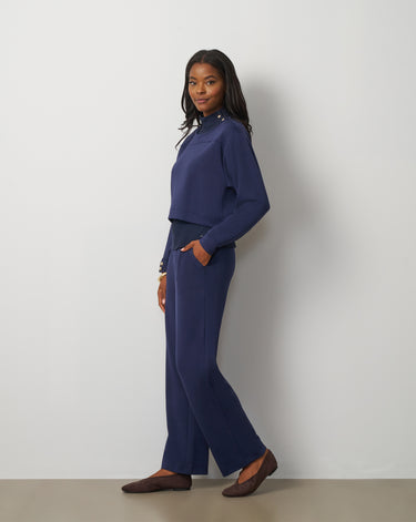 3-Piece Rib Mock Neck Top and Pant Set
