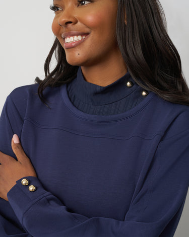 3-Piece Rib Mock Neck Top and Pant Set