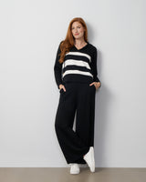 Stripe Hoodie & Wide Leg Pant Set