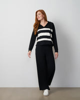 Stripe Hoodie & Wide Leg Pant Set