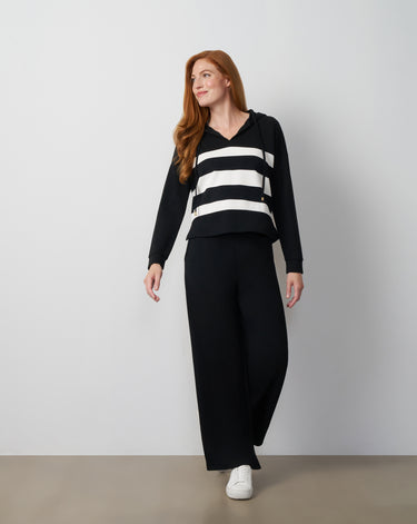 Stripe Hoodie & Wide Leg Pant Set