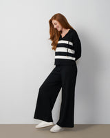 Stripe Hoodie & Wide Leg Pant Set