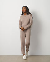 V-Neck Rib Trim Top & Pant Set