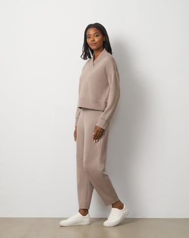 V-Neck Rib Trim Top & Pant Set