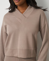 V-Neck Rib Trim Top & Pant Set