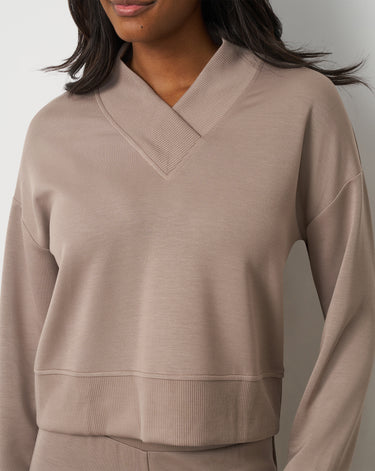 V-Neck Rib Trim Top & Pant Set