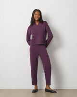 V-Neck Rib Trim Top & Pant Set