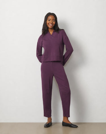 V-Neck Rib Trim Top & Pant Set