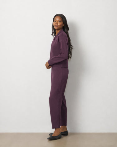 V-Neck Rib Trim Top & Pant Set