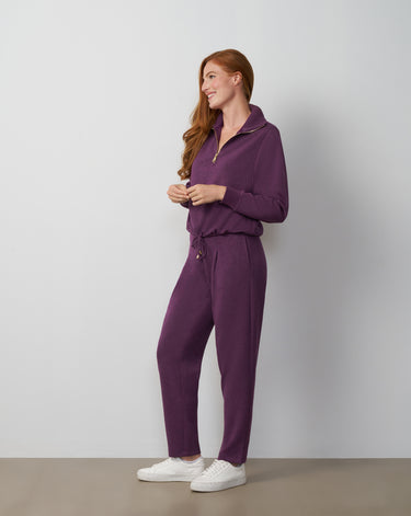 Half Zip Drawstring Top & Straight Leg Pant Set