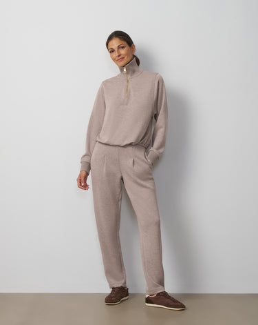 Half Zip Drawstring Top & Straight Leg Pant Set