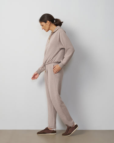 Half Zip Drawstring Top & Straight Leg Pant Set