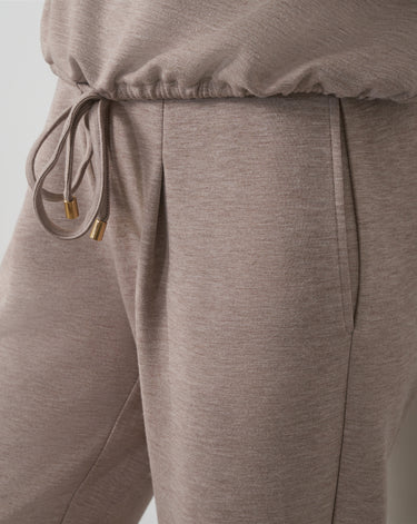 Half Zip Drawstring Top & Straight Leg Pant Set