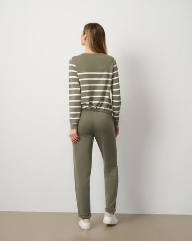 Stripe Drawstring Pullover & Jogger Set