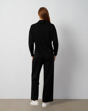 Mock Neck Drawstring Top & Wide Leg Pant Set