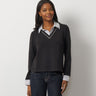 Striped Collar Layered V-Neck Top