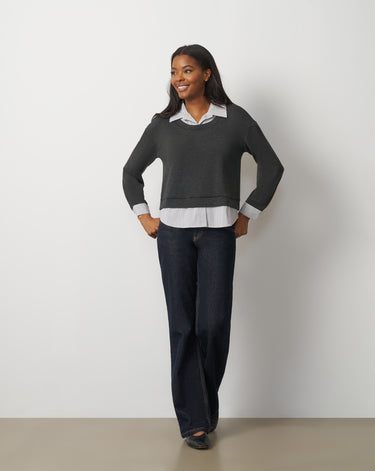 Twofer Poplin Collar Top