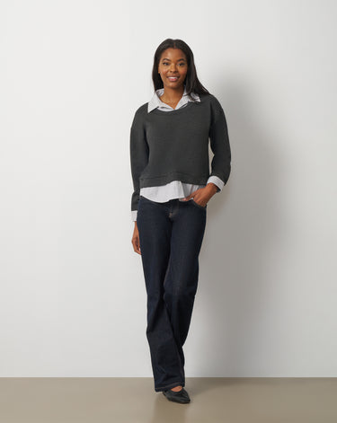 Twofer Poplin Collar Top