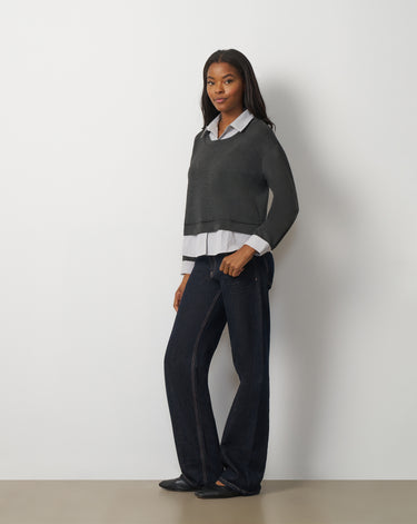 Twofer Poplin Collar Top