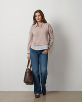 Twofer Poplin Collar Top
